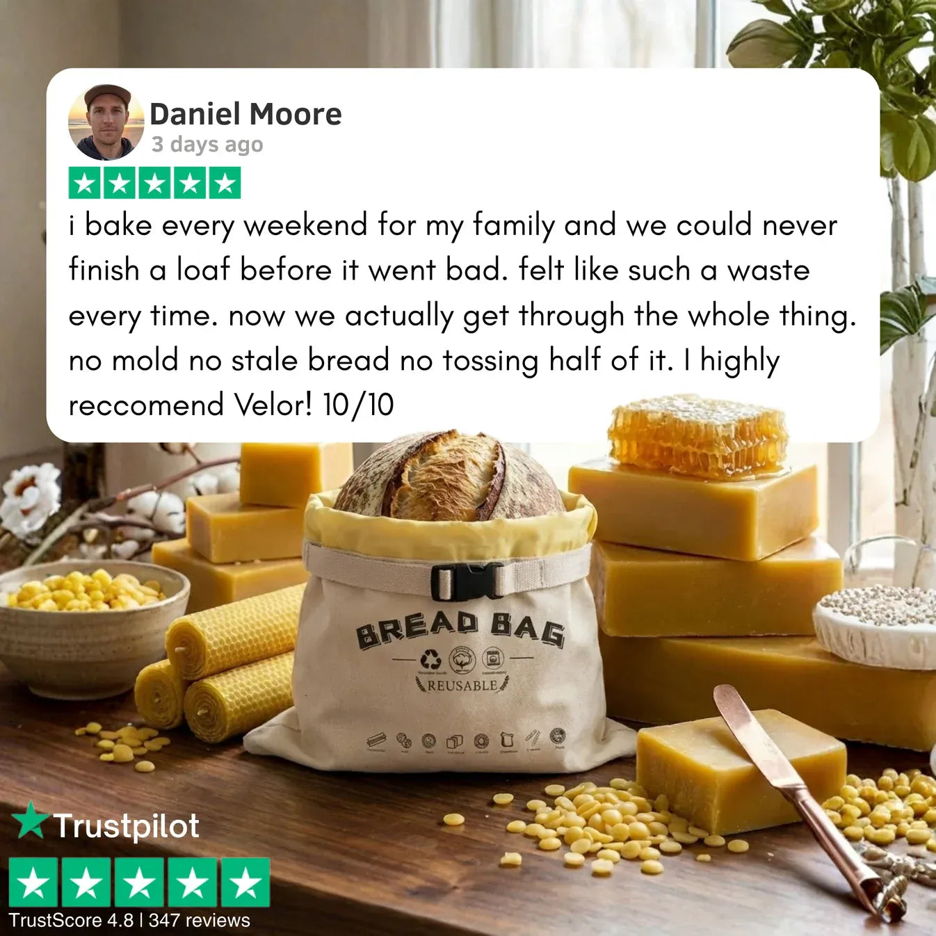 Premium 100% Cotton-Beeswax Bread Bags